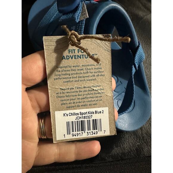 NEW Chacos Chillos Sport Big Kid Blue Sandals, Sz 2, Unisex (C104) - Picture 6 of 10
